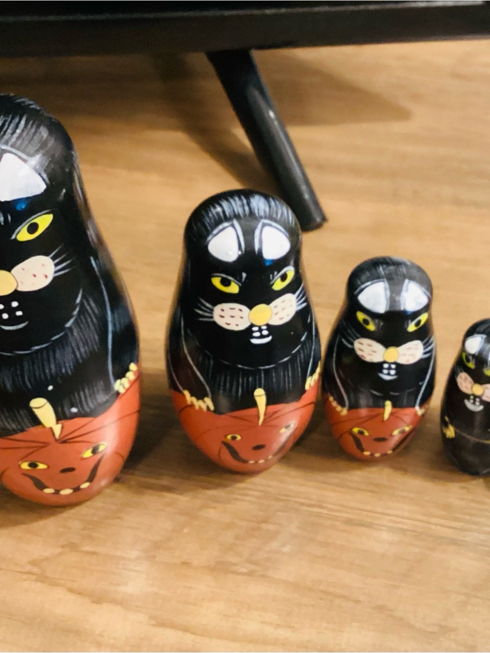 Vtg. Halloween Cat Nesting Dolls 5pc. 6” tall